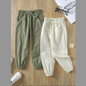 Toddler Girls 2pcs Solid Bow Front Pants 5/6